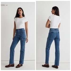 Madewell The '90s Straight cargo Utility Jeans Size 30 blue Densmore Wash